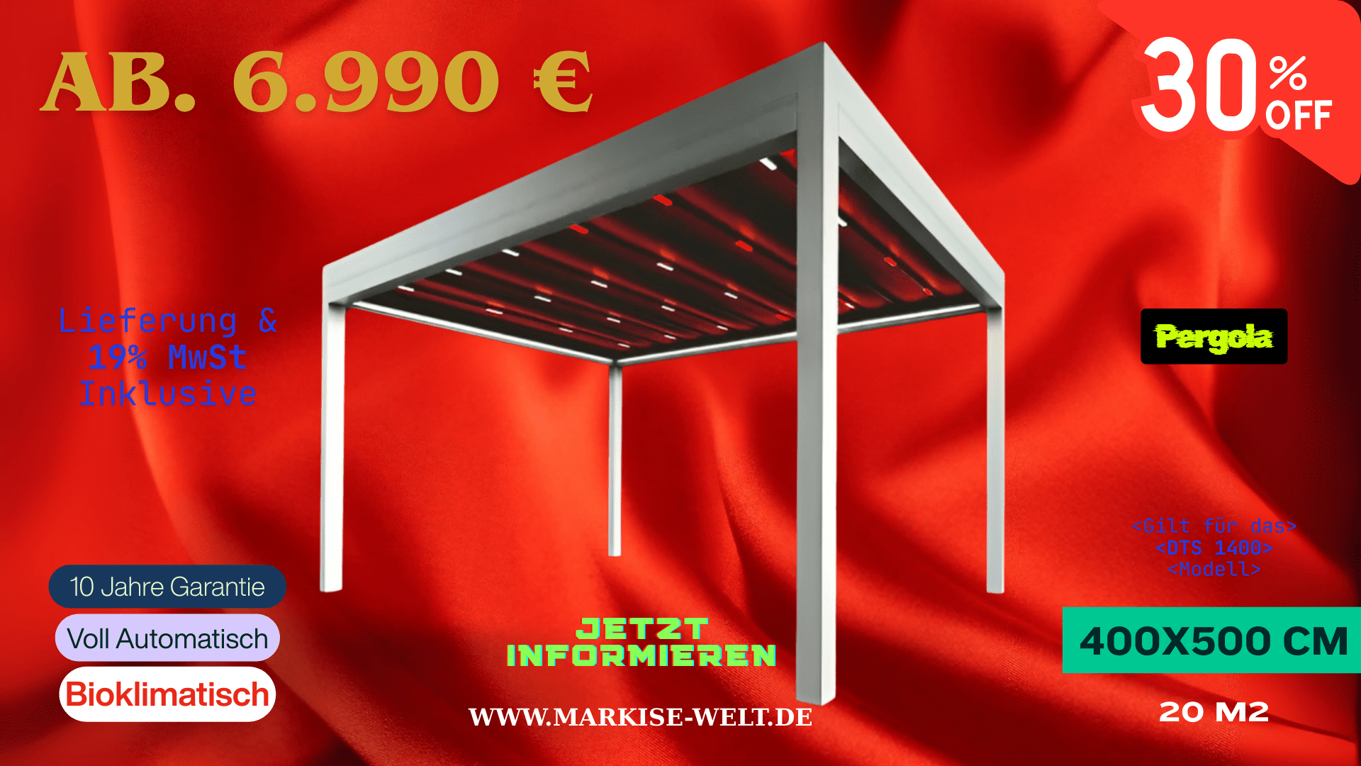 Bio klimatisierte pergola systeme