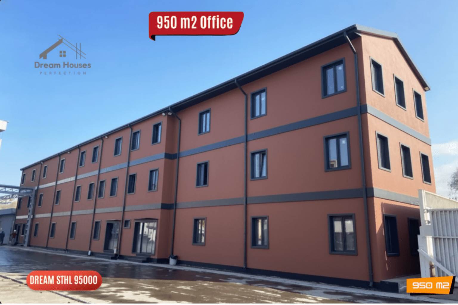 Bürogebäude Referenz (950 m²) – Stahlbau Projekt von Dream Houses