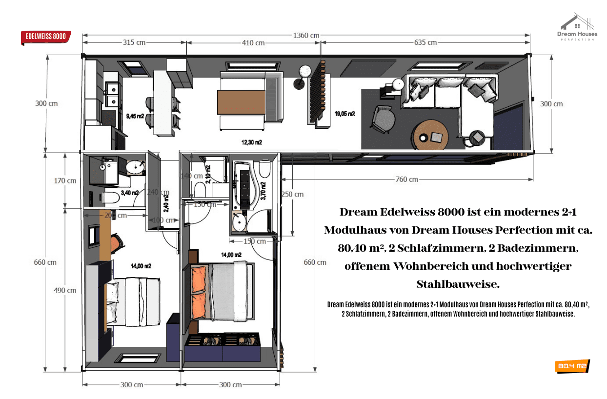 Dream Edelweiss 8000 Stahl Modulhaus