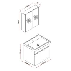 Dream Pearl 60 cm Mirrored Bathroom Vanity Set