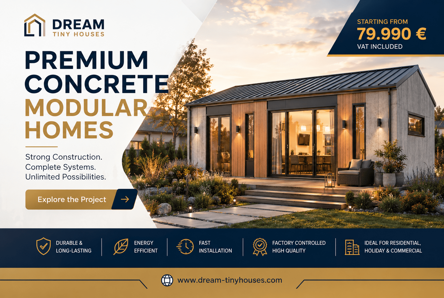 At Dream Tiny Houses, we develop high-quality modular homes for private buyers, property developers, construction companies, investors and hospitality projects.