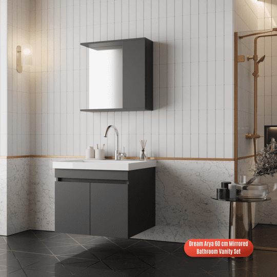 Dream Arya 60 cm Mirrored Bathroom Vanity Set – Anthracite