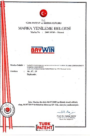 Baywin Marka Tescil Belgesi