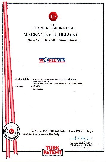 Worldwin Marka Tescil Belgesi