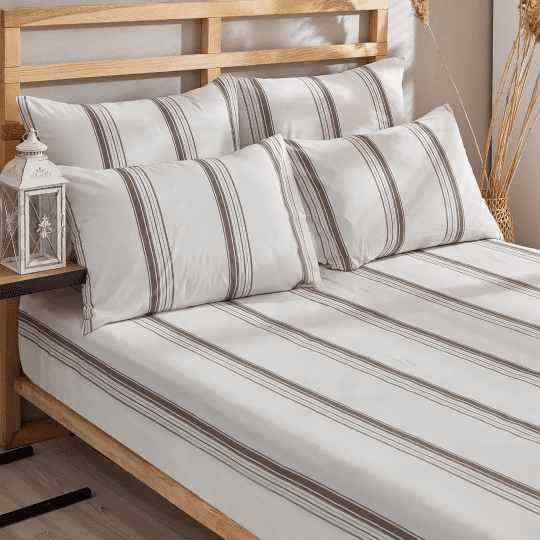 G&E Naturel Lastikli Çarşaf seti Yastık Kılıflı Pamuklu Tek Kişilik