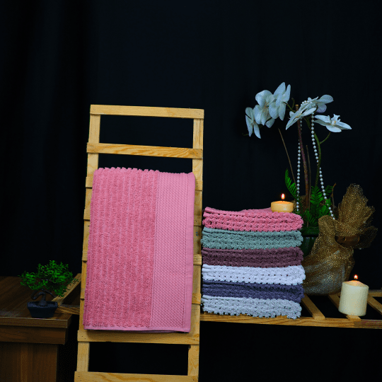 G&E ÇİZGİLİ YÜZ HAVLUSU FUŞYA