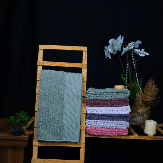 G&E ÇİZGİLİ YÜZ HAVLUSU YEŞİL