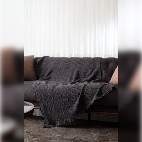 G&E 4 KAT MÜSLİN KOLTUK ŞALI/BEBEK BATTANİYESİ ANTRASİT