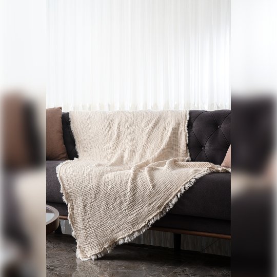 G&E 4 KAT MÜSLİN KOLTUK ŞALI/BEBEK BATTANİYESİ EKRU