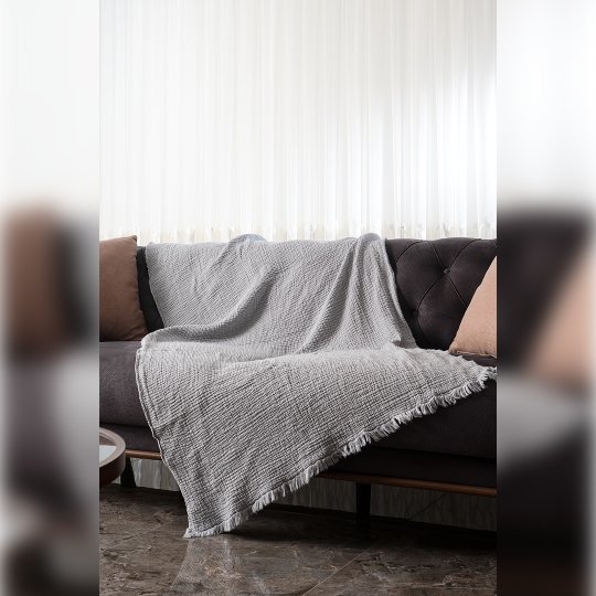 G&E 4 KAT MÜSLİN KOLTUK ŞALI/BEBEK BATTANİYESİ GRİ