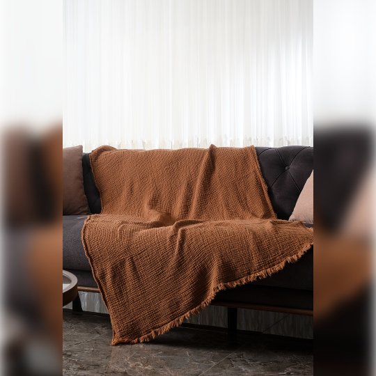 G&E 4 KAT MÜSLİN KOLTUK ŞALI/BEBEK BATTANİYESİ KAHVERENGİ