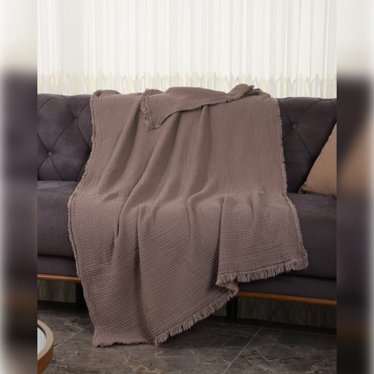 G&E 4 KAT MÜSLİN KOLTUK ŞALI/BEBEK BATTANİYESİ S.KAHVE