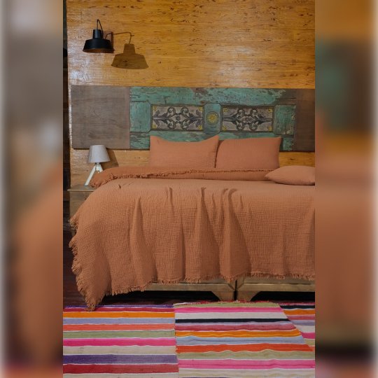 G&E 4 KAT MÜSLİN ÇİFT KİŞİLİK YATAK ÖRTÜSÜ/PİKE TABA