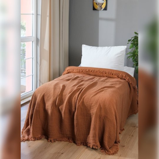 G&E 4 KAT MÜSLİN ÇİFT KİŞİLİK YATAK ÖRTÜSÜ/PİKE TABA