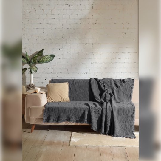 G&E 4 KAT MÜSLİN KOLTUK ÖRTÜSÜ ANTRASİT