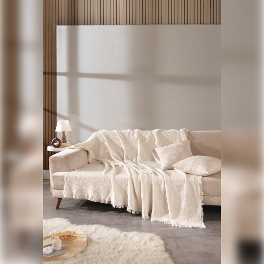 G&E 4 KAT MÜSLİN KOLTUK ÖRTÜSÜ EKRU