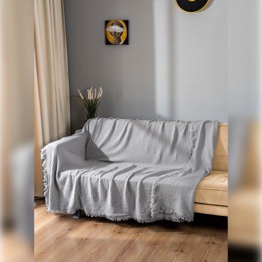 G&E 4 KAT MÜSLİN KOLTUK ÖRTÜSÜ GRİ