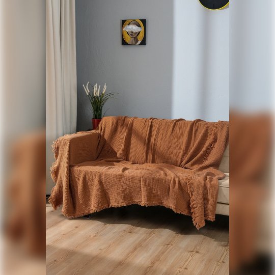 G&E 4 KAT MÜSLİN KOLTUK ÖRTÜSÜ KAHVERENGİ