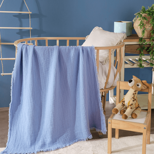 G&E 4 KAT MÜSLİN BEBEK BATTANİYESİ MAVİ