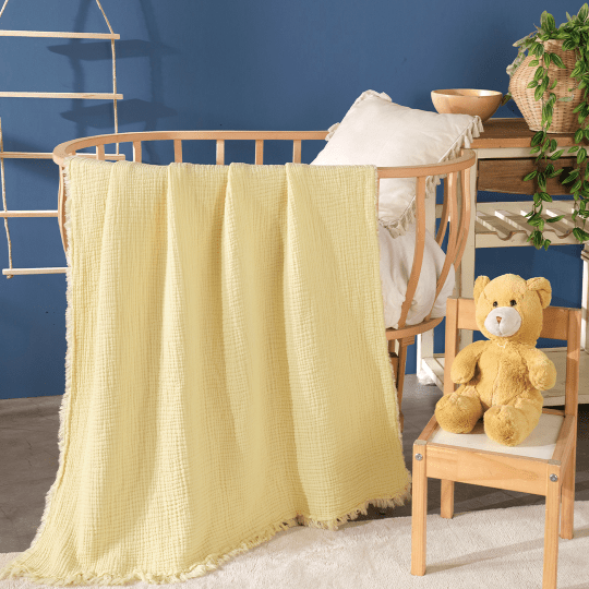G&E 4 KAT MÜSLİN BEBEK BATTANİYESİ SARI