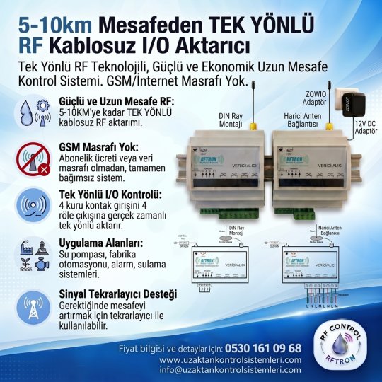 Tek yön 5-10 Km RF Kablosuz 4 Giriş-4 Çıkış kablosuz giriş-çıkış ( I/O ) Aktarıcı