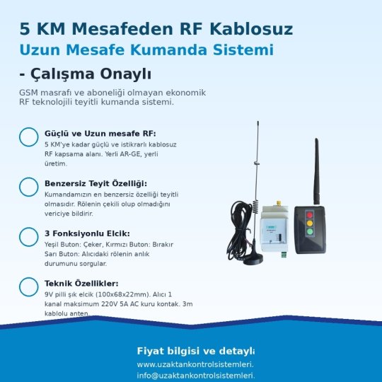 5 Km RF Kablosuz Uzun Mesafe Kumanda-Çalışma Onaylı