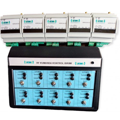5 Km Mesafeli 10 ayrı motor/pompa uzaktan kontrol ve izleme sistemi (Çalışma teyitli ve termik attı kontrollü)