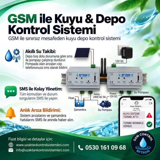GSM'li Sınırsız Mesafeden Kuyu Depo Kontrol Sistemi-Kablosuz GSM Şamandıra Sistemi