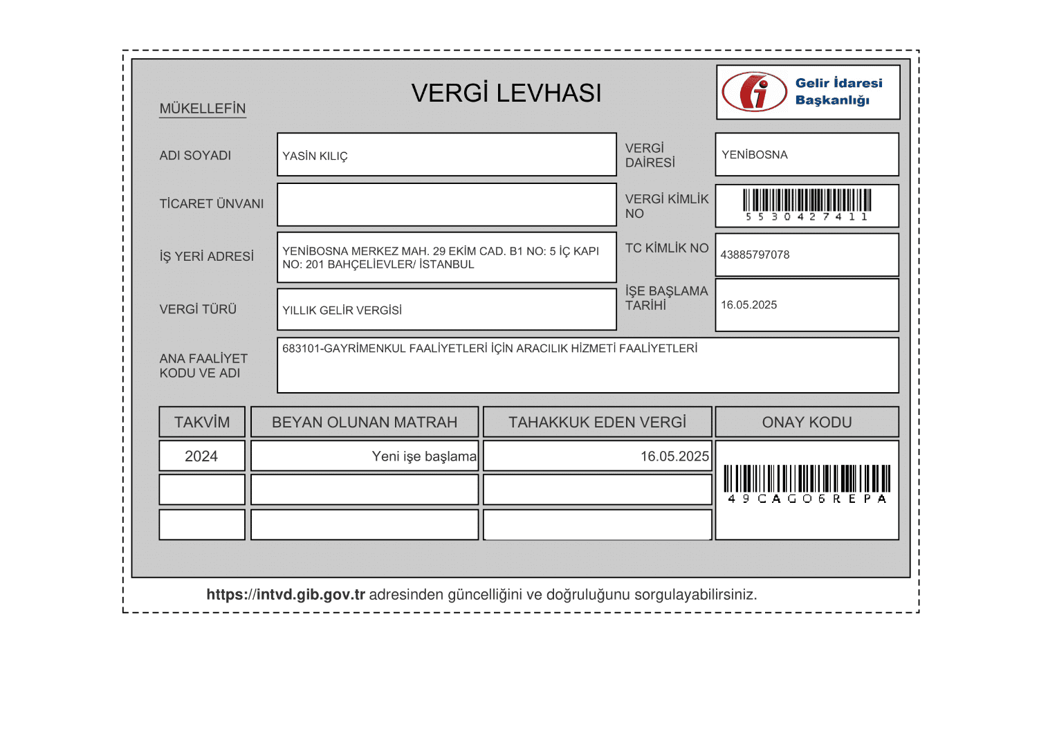 Getmaks Vergi Levhası-1