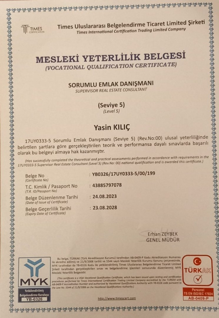 MYK Yeterlilik Belgesi