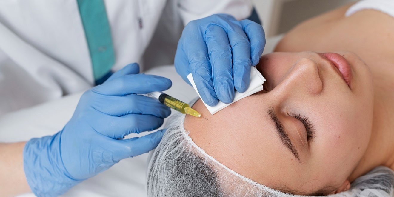 Facial fat grafting (fat transfer) procedure being performed on a patient to restore volume and rejuvenate the face.