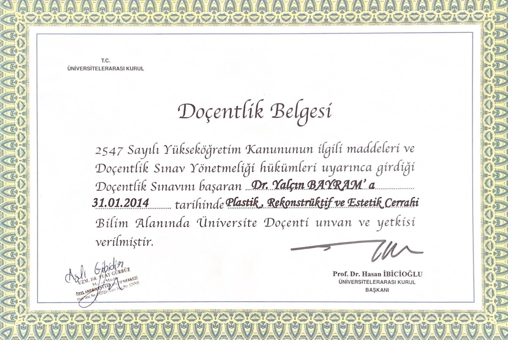 Associate Professor Certificate