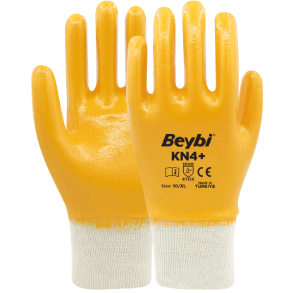 Beybi KN4+ Nitril Kaplı Pamuk Eldiven