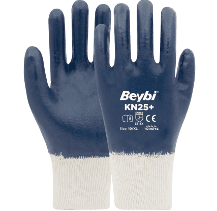 Beybi KN25+ Nitril Kaplı Pamuk Eldiven