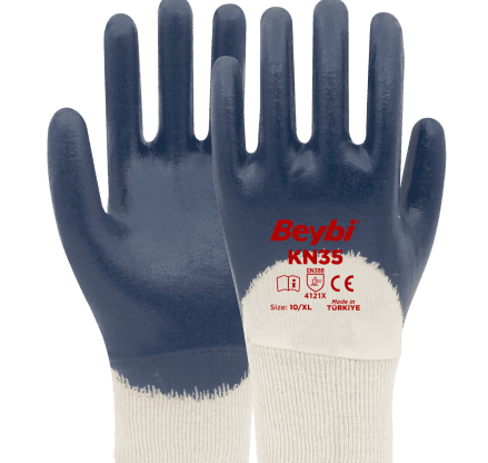 Beybi KN35 Yüksek Performans Nitril Kaplı Pamuk Eldiven