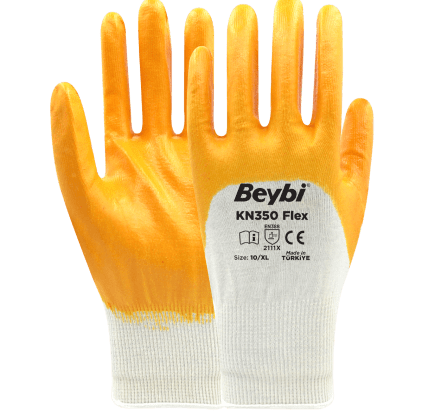 Beybi KN350 Flex Nitril Kaplı Pamuk Eldiven