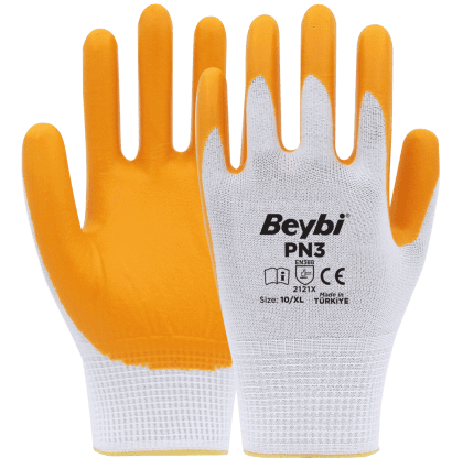 Beybi PN3 Nitril Kaplı Polyester Eldiven