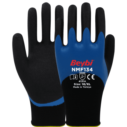 Beybi NMF134 Çift Katlı Mikro Köpük Nitril Kaplı Polyester Eldiven