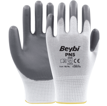 Beybi PN5 Nitril Kaplı Polyester Eldiven
