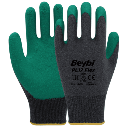 Beybi PL17 Flex Lateks Kaplı Polyester Likralı Eldiven