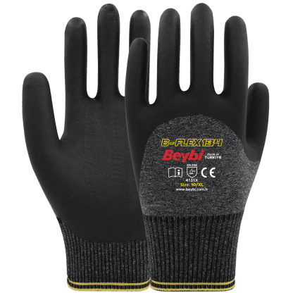 Beybi B-FLEX134 Köpük Nitril Kaplı Likralı Polyester Eldiven