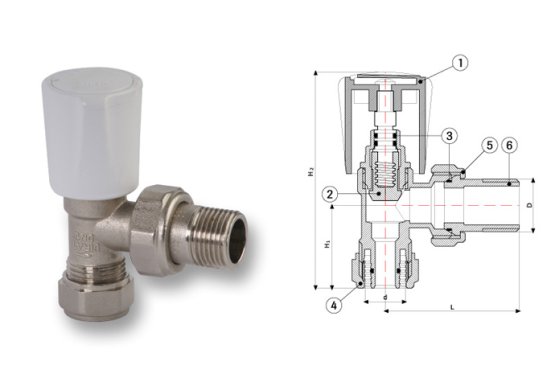 Fırat 1/2" Köşe Radyatör Vanası (Pex Boru Bağlantılı)