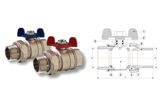 Fırat 1" Dış Dişli Rakorlu Küresel Vana (Kelebek Kollu)