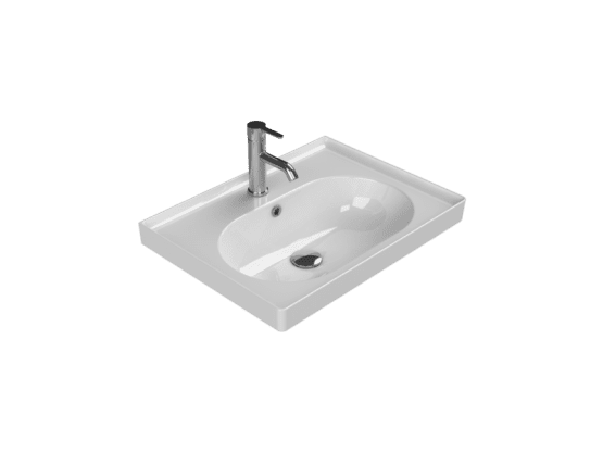 Turkuaz Seramik Etajerli Lavabo, Arya, 60x45 cm