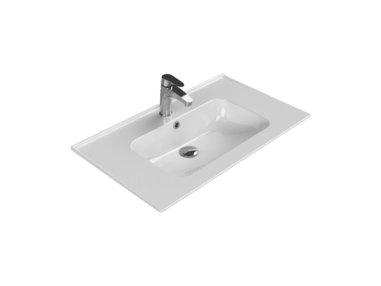Turkuaz Seramik Etajerli Lavabo, Blue, 80x47 cm