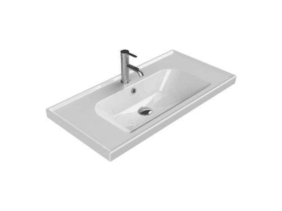 Turkuaz Seramik Etajerli Lavabo, Frame, 90x45 cm