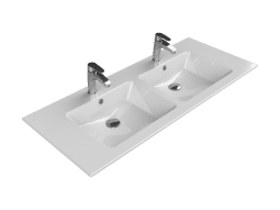 Turkuaz Seramik Etajerli Lavabo, İbiza, 121x51 cm (Çift Hazneli)