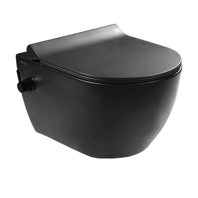 SERAMİKSAN HILL RIM-OUT MAT SIYAH MUSLUKLU ASMA KLOZET SICAK SOGUK