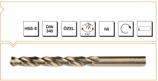 MTE HSS-E DIN 340 Silindirik Saplı Uzun Matkap Ucu - ALTIN SERİ