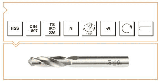 MTE HSS DIN 1897 Silindirik Saplı Çok Kısa Matkap Ucu